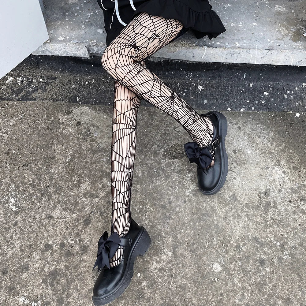Nylon Elastane Halloween Fishnet Tights Gothic Patterned Stockings - 16