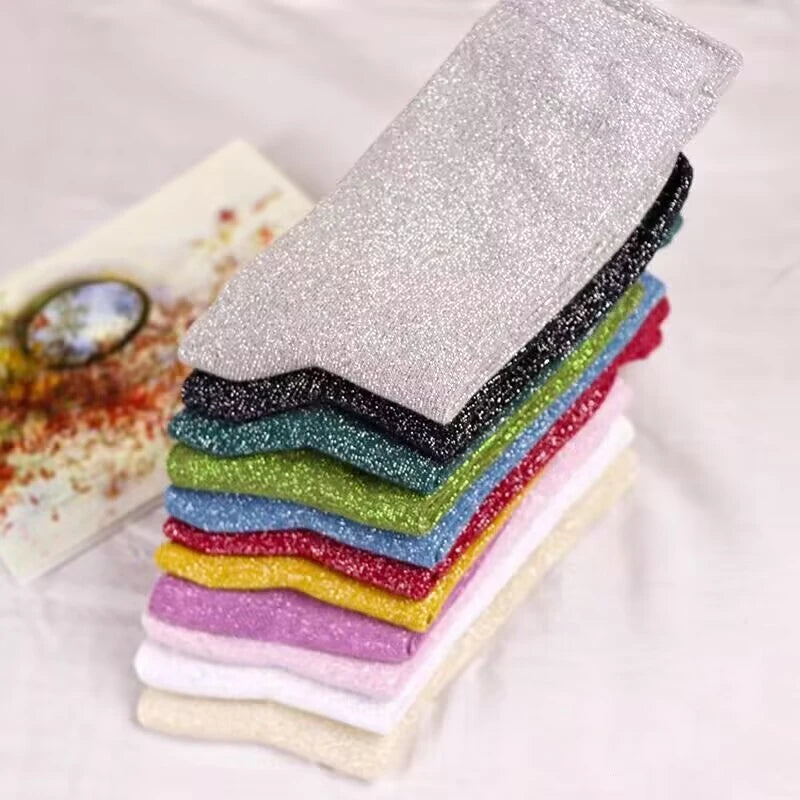 Metallic Knit Women Casual Socks