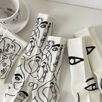 Cotton Blend Abstract Graphic Crew Socks