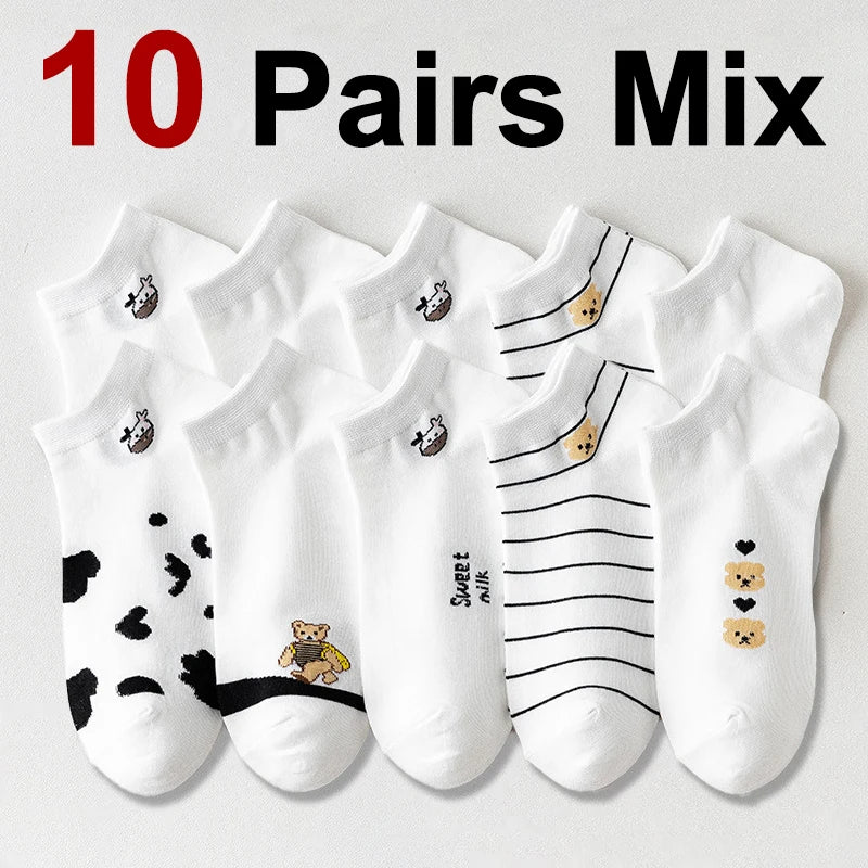 Polyester Elastane Cartoon Print Low Cut Casual Womens Socks