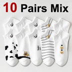 Polyester Elastane Cartoon Print Low Cut Casual Womens Socks