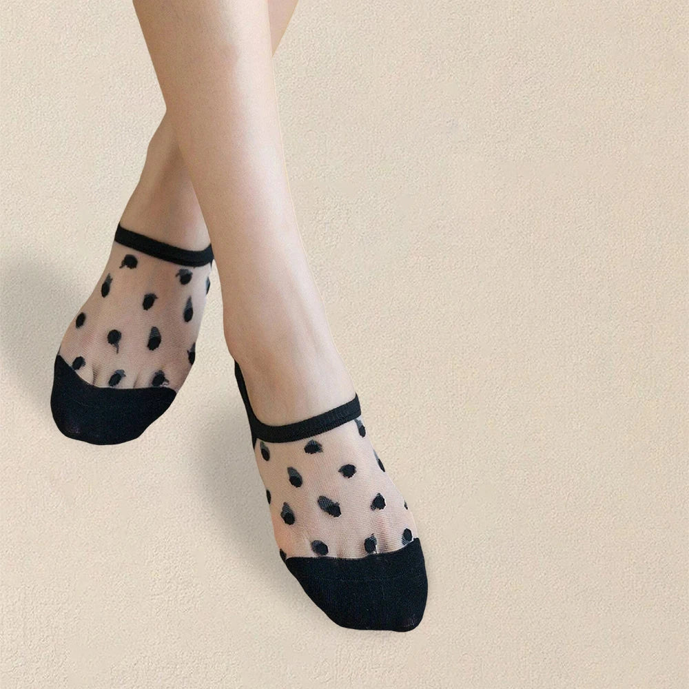 Polyester Elastane Polka Dot Low Tube Casual Women Socks