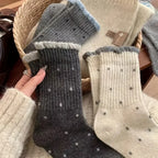 Polyester Elastane Polka Dot Mid Tube Casual Socks