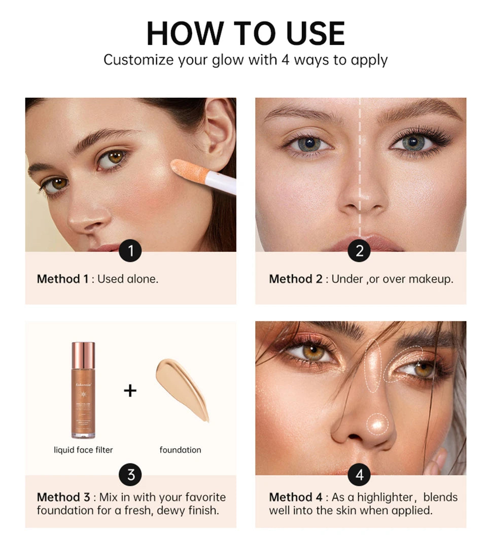 Liquid Face Highlighter Makeup Glow Serum - 15