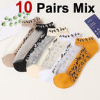 Polyester Elastane Low Cut Leopard Print Casual Socks