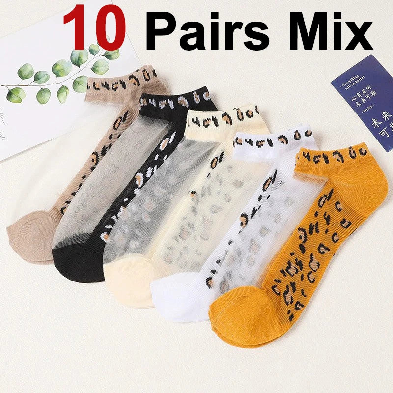 Polyester Elastane Low Cut Leopard Print Casual Socks