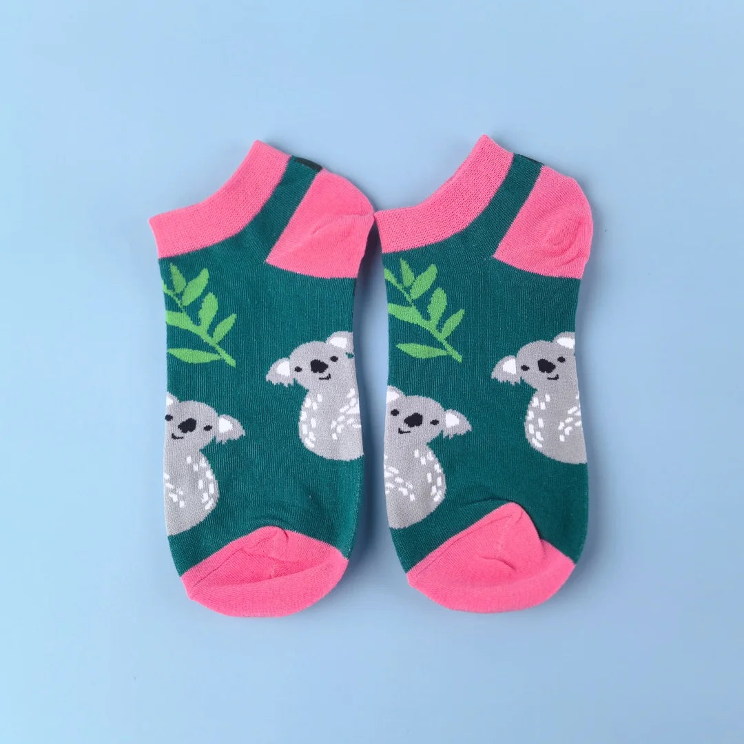 Cotton Blend Koala Pattern Ankle Socks - 6