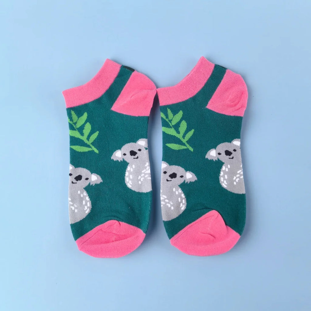 Cotton Blend Koala Pattern Ankle Socks