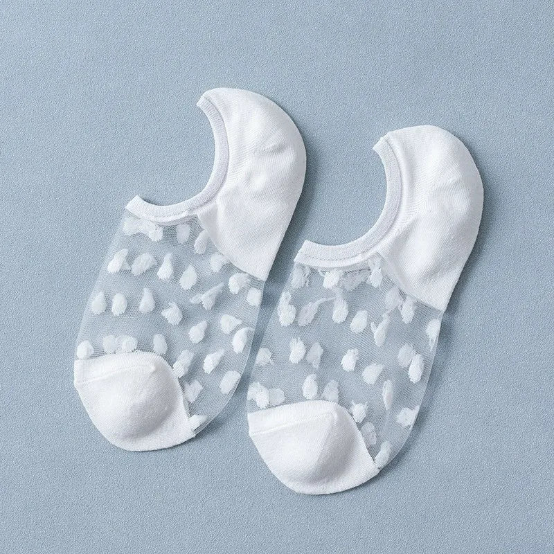 Polyester Elastane Polka Dot Invisible Low Cut Casual Socks - 14