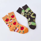 Cotton Blend Apple Print Mid Calf Casual Socks