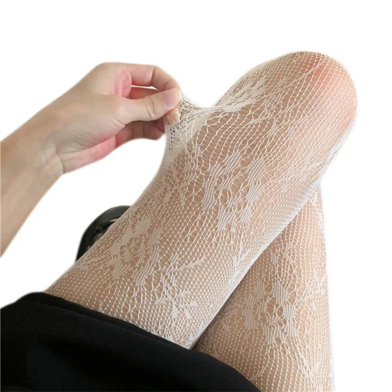 Floral Nylon Lace Fishnet Pantyhose Tights