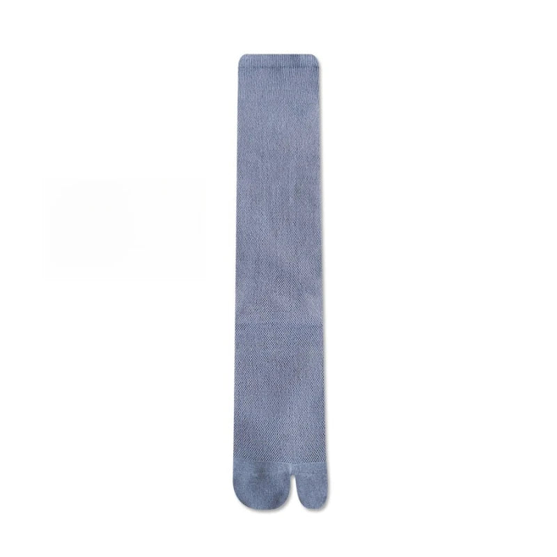Cotton Blend Two Toe Tabi Socks Breathable Mesh Casual Mid Calf