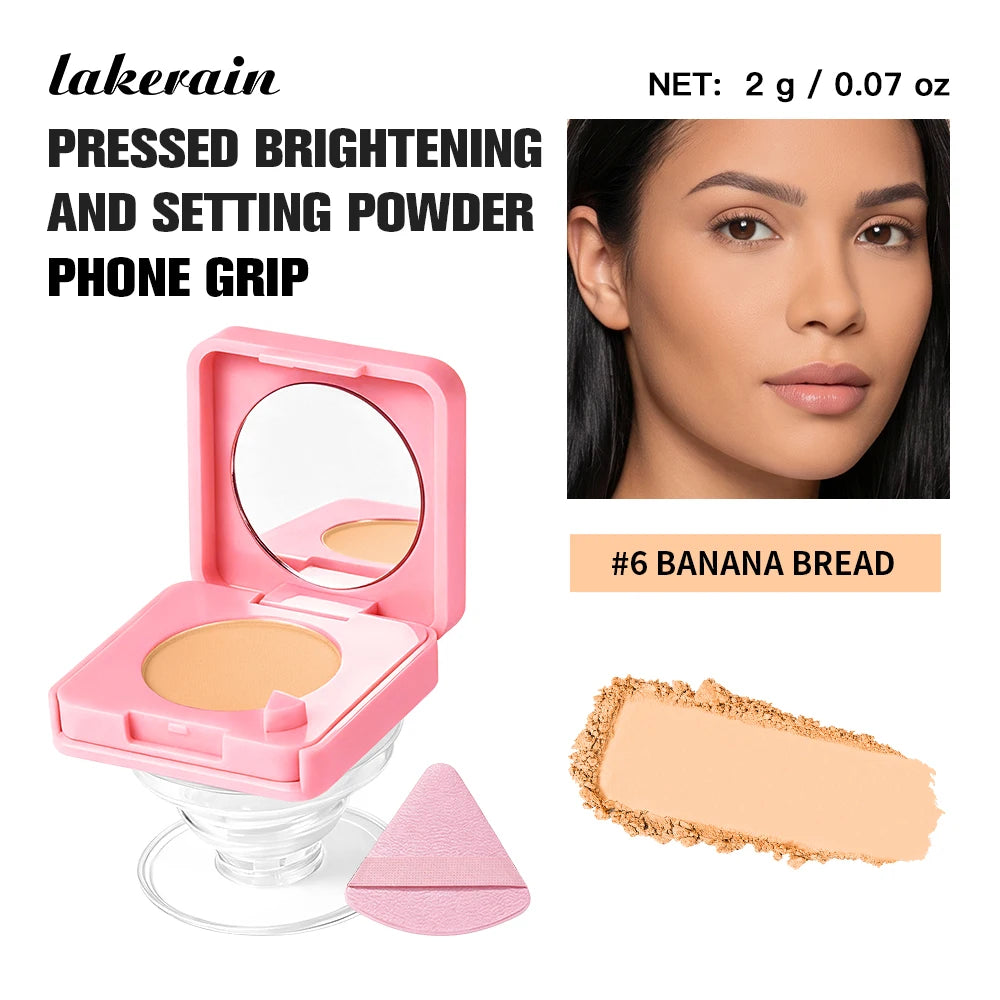 Pressed Powder Face Setting Compact With Integrated Phone Grip