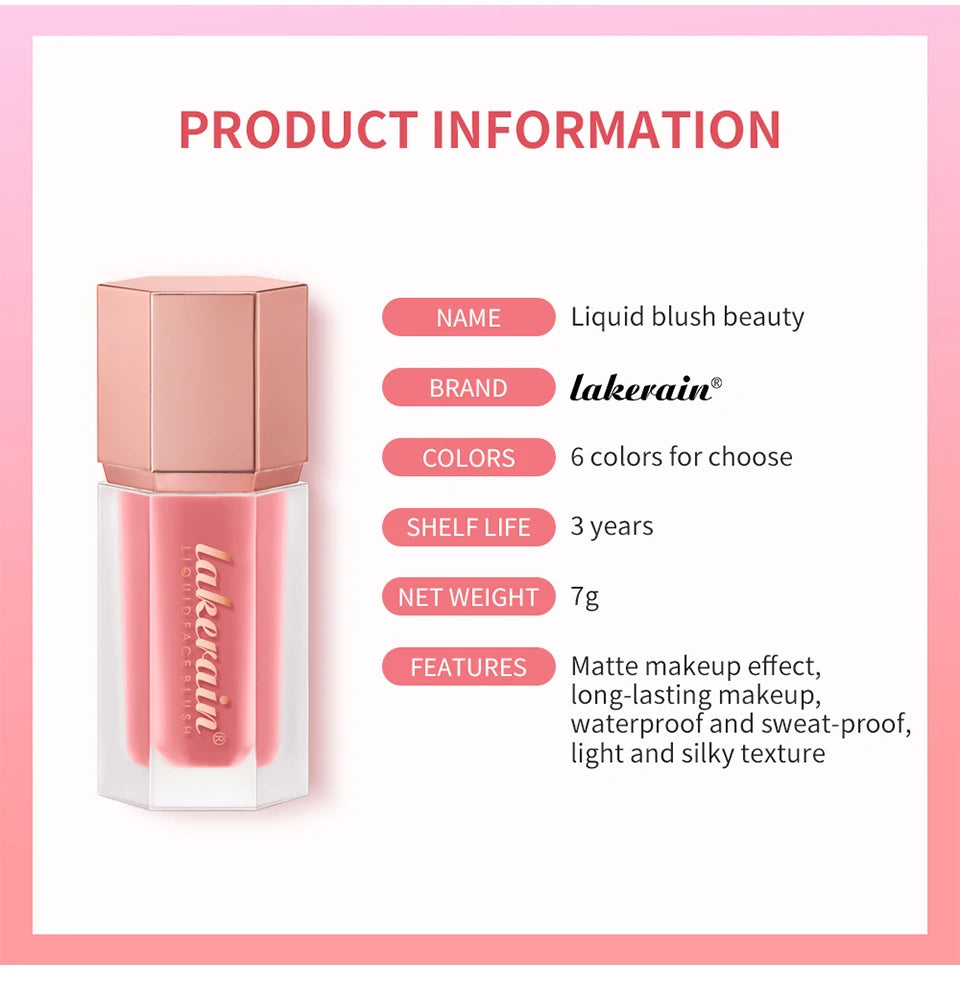 Waterproof Velvet Matte Liquid Blush with Mushroom Applicator - 15