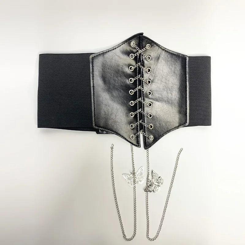 Synthetic Leather Waist Cincher Corset Belt - 20