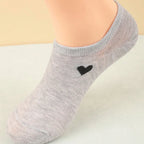 Polyester Elastane Low Cut No Show Heart Pattern Socks