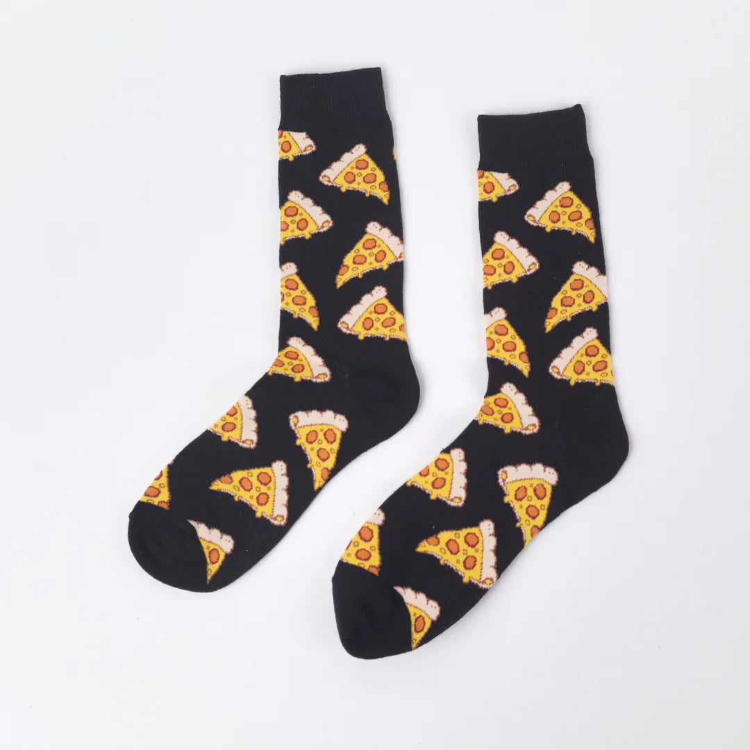 Unisex Pizza Printed Cotton Blend Casual Socks