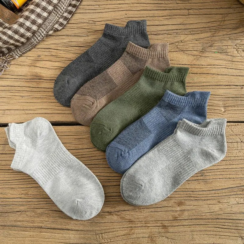 Men Polyester Elastane Low Cut No Show Casual Athletic Socks