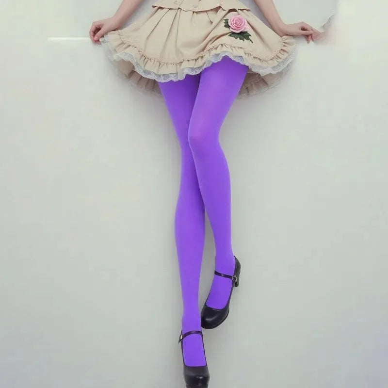 Nylon Elastane Solid Color Opaque Tights - 3