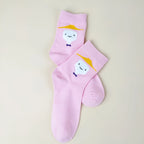 Cotton Blend Cute Character Print Low Tube Socks for Women