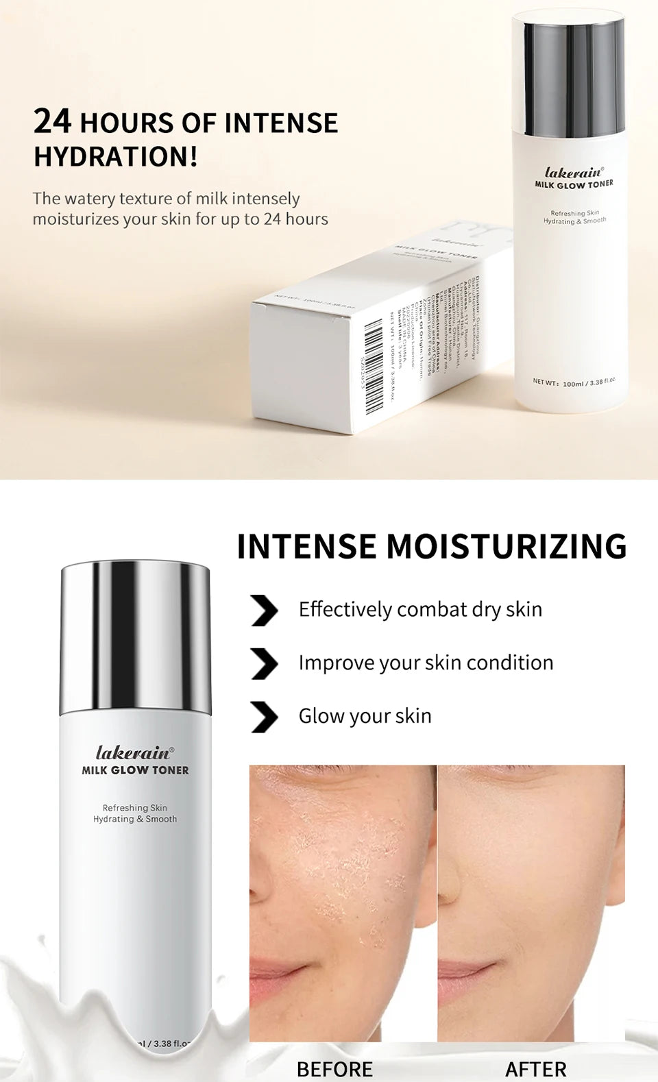 Milk Extract Hydrating Face Toner 100ml - 10