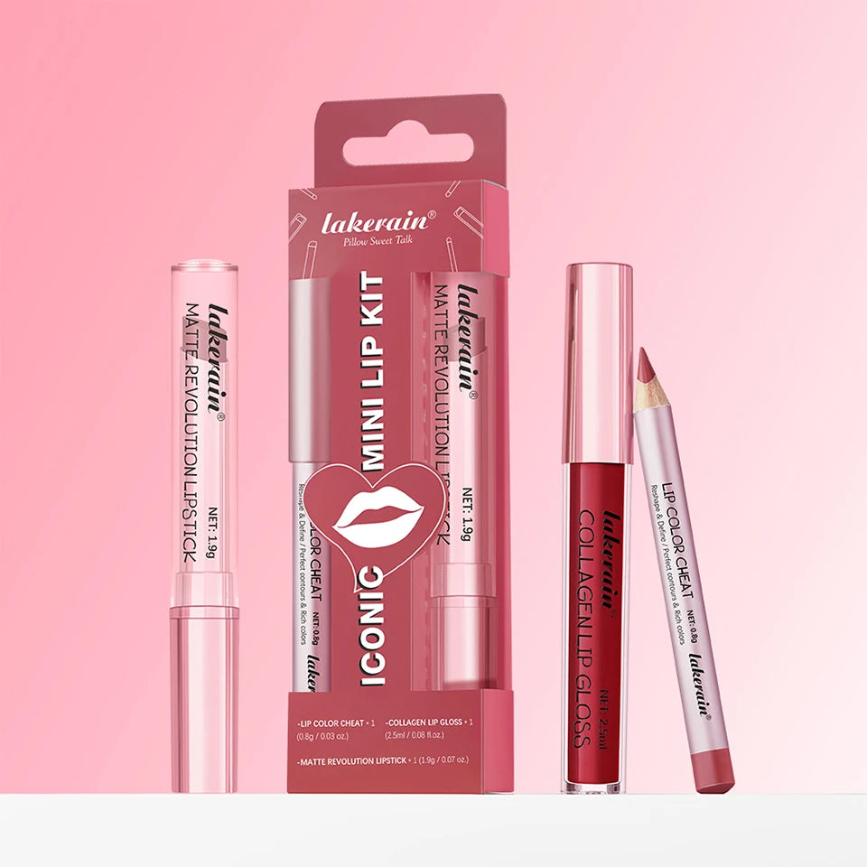 Mini Lip Liner Lipstick and Lip Gloss Makeup Set