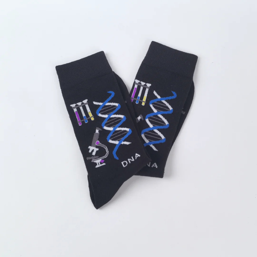 DNA Science Pattern Polyester Crew Socks