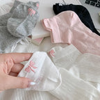 5 Pack Women Breathable Nylon Polyester Bow Knot Low Tube Socks