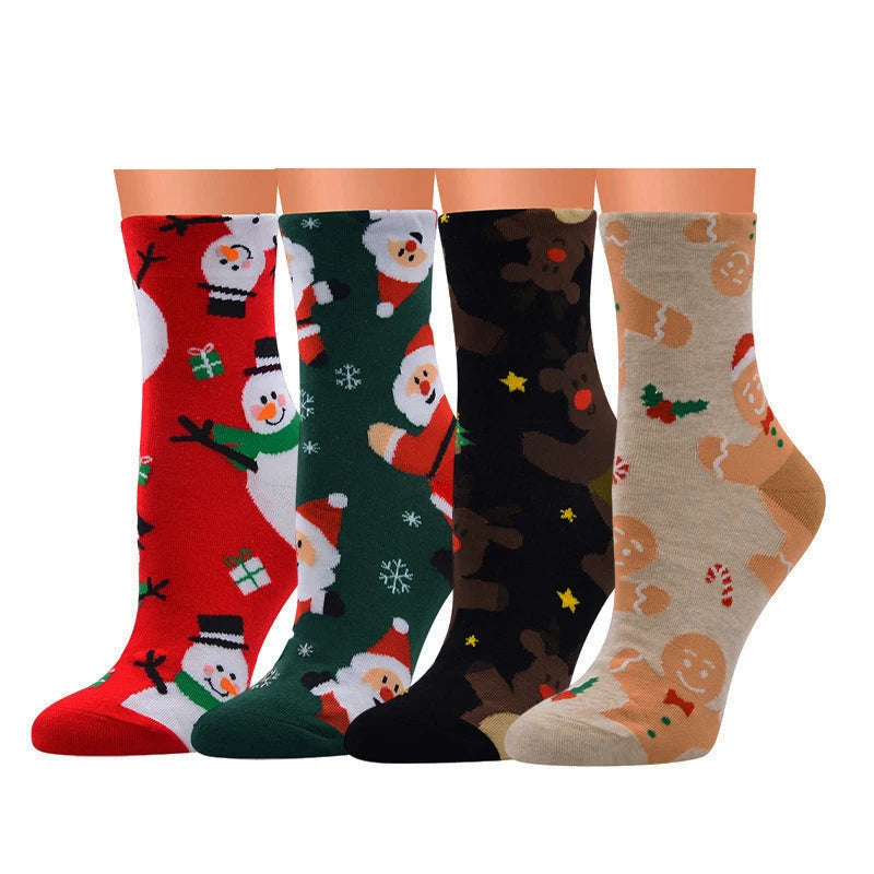 Polyester Elastane Christmas Print Casual Socks