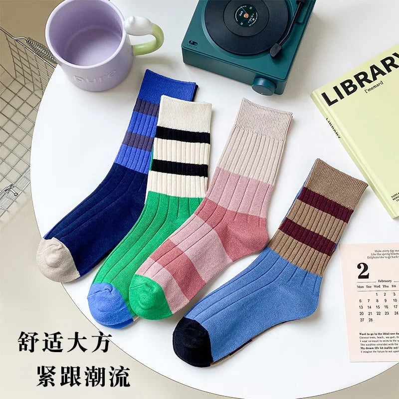 Striped Cotton Middle Tube Casual Socks