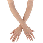 Polyester Elastane Mesh Rhinestone Long Gloves