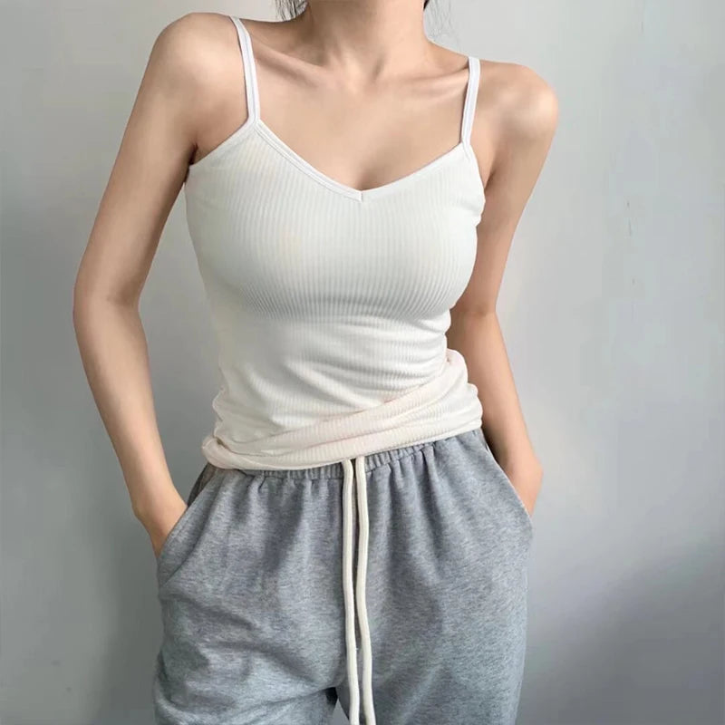 Nylon Sleeveless Velvet Lined Thermal Camisole Tank Top