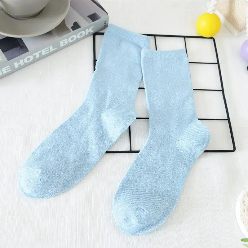 Metallic Knit Women Casual Socks