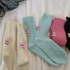 Thick Cotton Knit Mid Tube Crew Socks