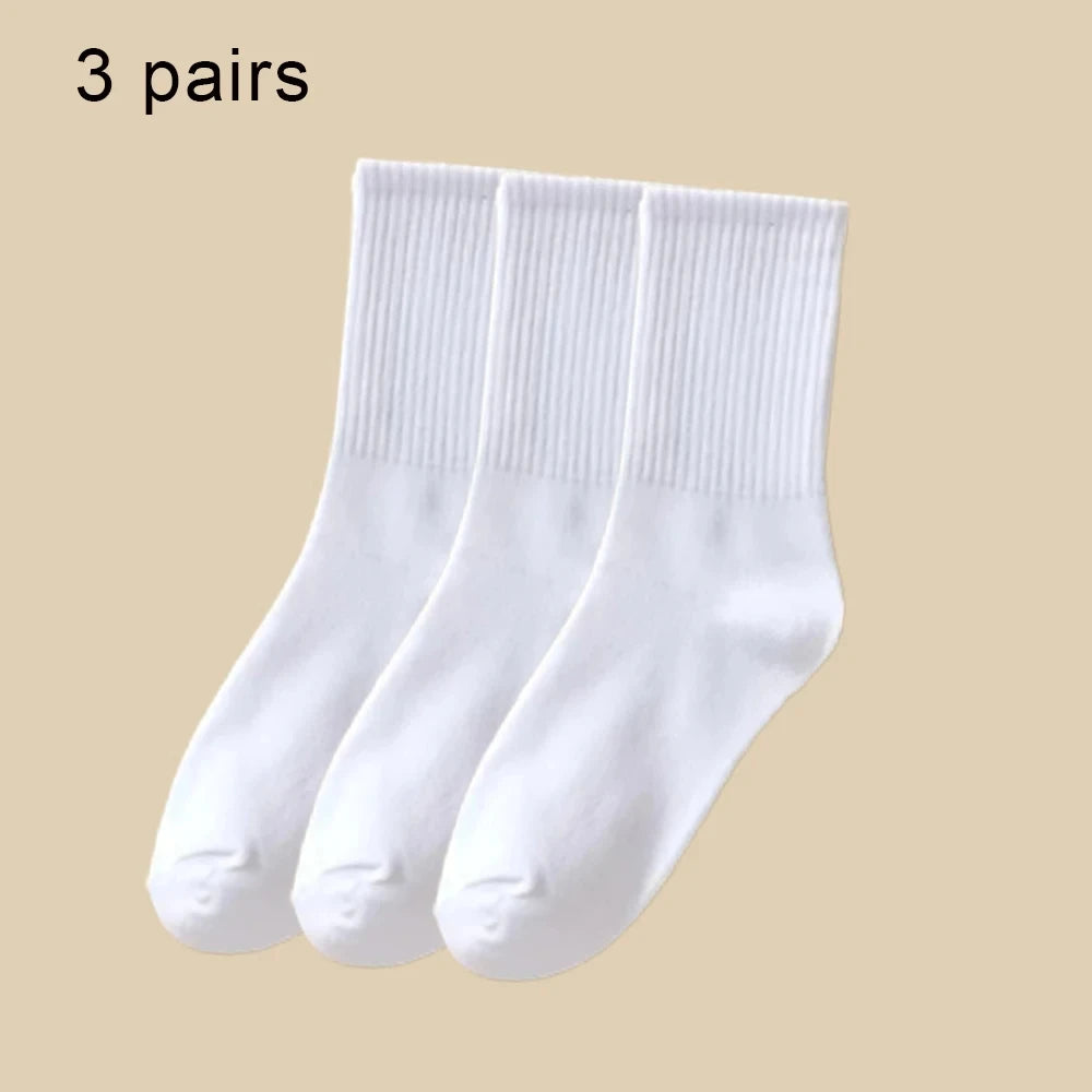 Polyester Mid Tube Casual Striped Women Socks 6 Pairs