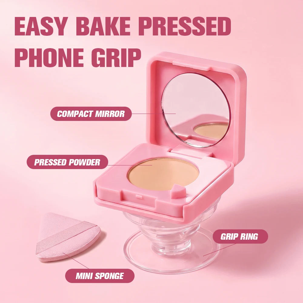Pressed Powder Face Setting Compact With Integrated Phone Grip - 4