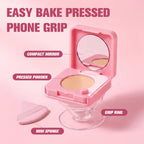 Pressed Powder Face Setting Compact With Integrated Phone Grip