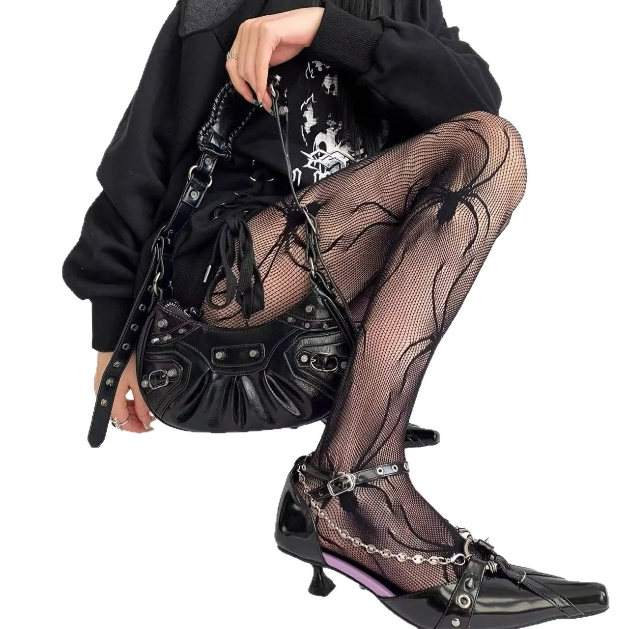 Nylon Fishnet Pantyhose Gothic Pattern Tights - 3