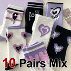 Polyester Elastane Heart Print Mid Tube Socks