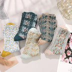 Cotton Blend Floral Mid Tube Socks