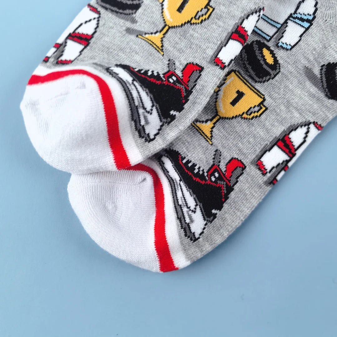 Polyester Elastane Hockey Themed Mid Calf Unisex Socks