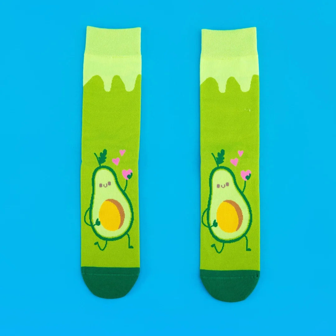Cotton Blend Mid Tube Avocado Pattern Socks