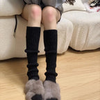 Knitted Cotton Blend Leg Warmers