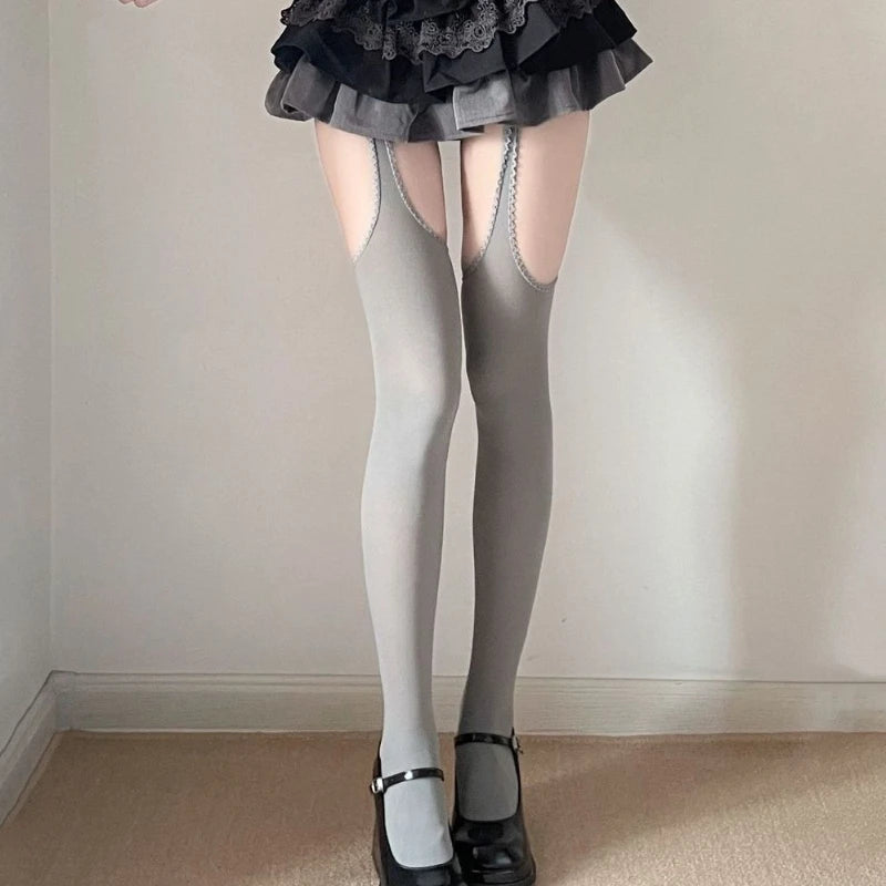 Nylon Elastane Suspender Stockings Over The Knee Tights