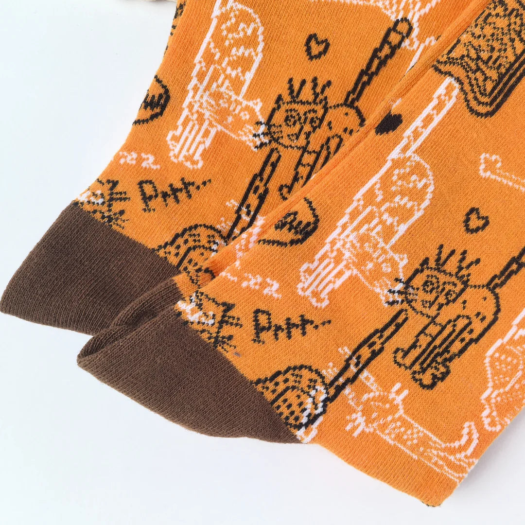 Cotton Blend Cat Print Mid Calf Unisex Socks