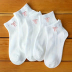 Polyester Elastane Bow Print Mid Tube Casual Socks