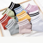 Polyester Elastane Striped Crew Socks