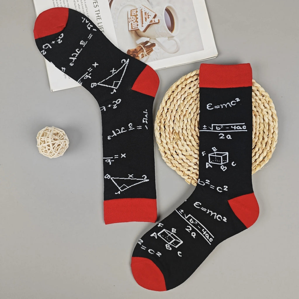 Polyester Elastane Science Equation Print Mid Calf Socks