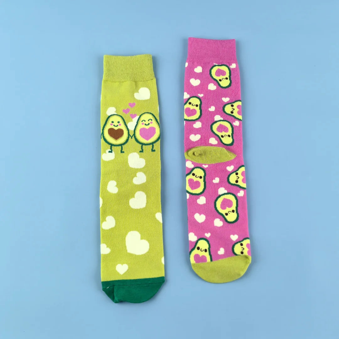 Cotton Blend Avocado Pattern Casual Mid Calf Socks