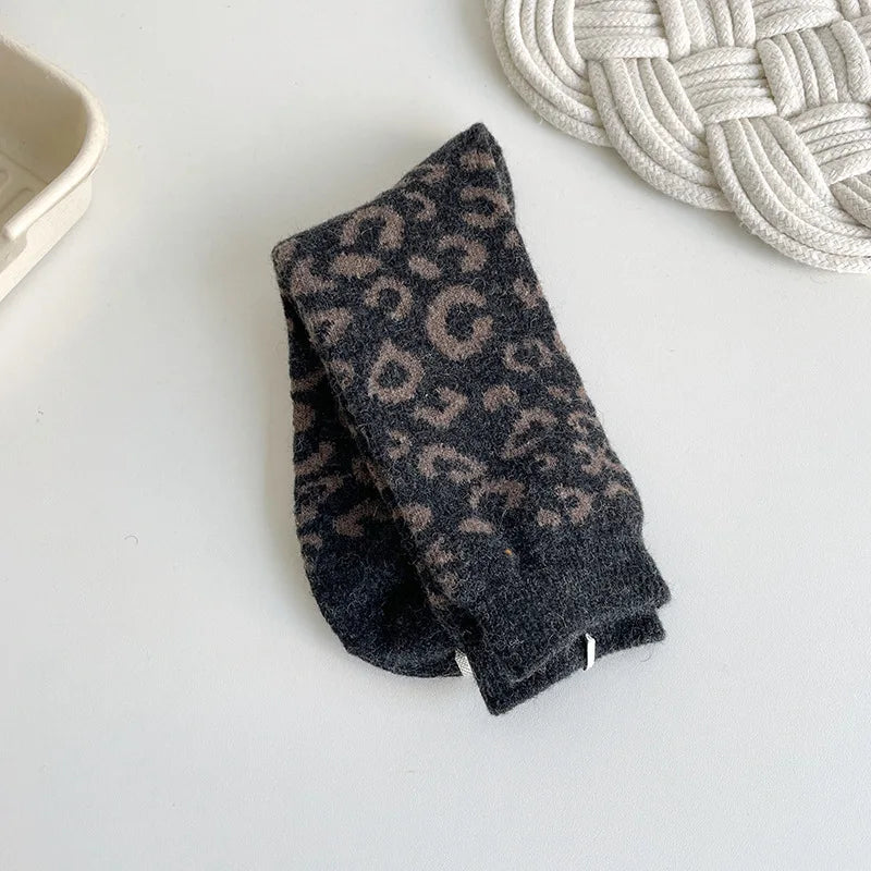 Thick Wool Leopard Print Thermal Socks for Women - 17